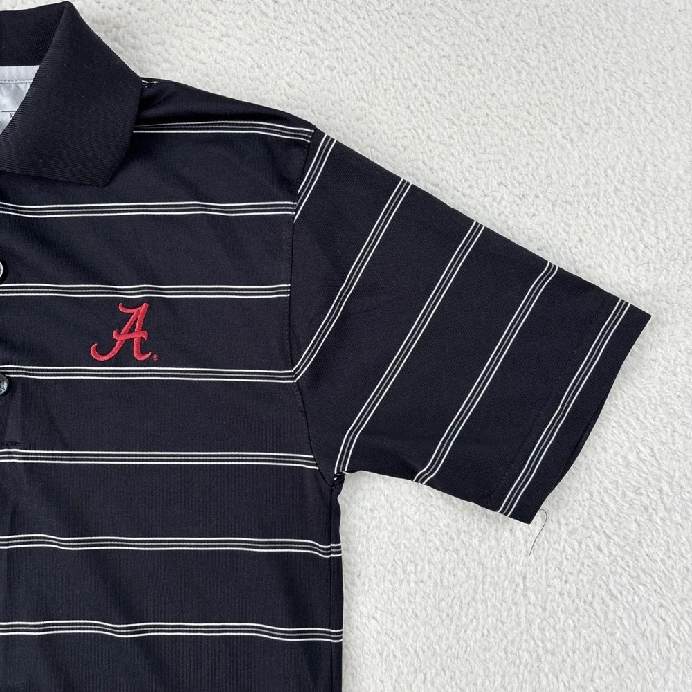 ALABAMA‎ CRIMSON TIDE Boys Performance Polo Shirt XS Black Stretch Football Golf